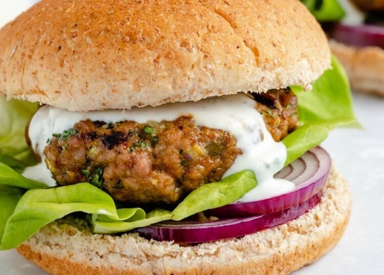 Moroccan-Spiced Turkey Burgers with Feta Sauce