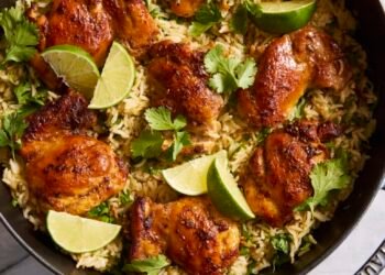 One Pan Cilantro Lime Rooster and Rice