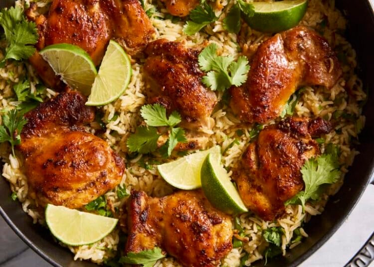 One Pan Cilantro Lime Rooster and Rice