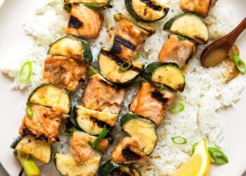 Miso Salmon Skewers (Grilled or Broiled)