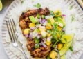 Grilled Jerk Hen with Mango Avocado Salsa