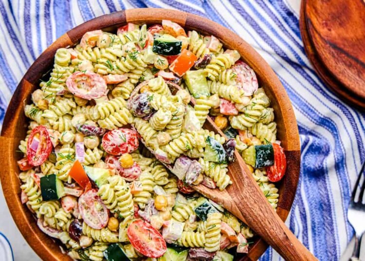 Whipped Feta Greek Pasta Salad