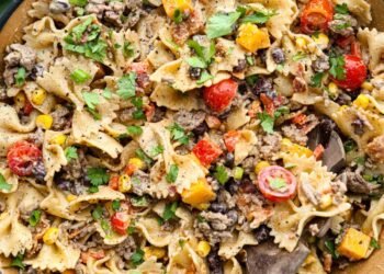 Straightforward Cowboy Pasta Salad with Ranch & Bacon