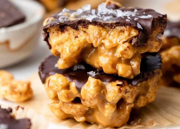 No Bake Peanut Butter Cereal Bars (grain free)