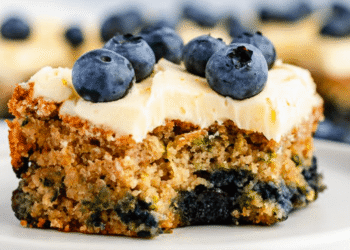 Lemon Blueberry Zucchini Cake with Lemon Frosting (gluten-free)