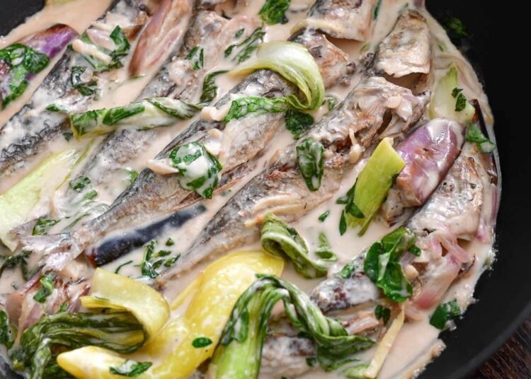 Creamy Coconut Milk Fish Stew (Ginataang Isda with Eggplant and Bok Choy)