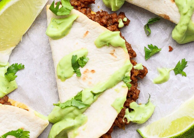 Sheet Pan Tacos with Avocado Crema