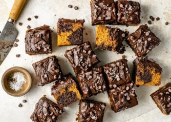 Marbled Pumpkin Cake with Fluffy Chocolate Buttercream (gluten-free!)