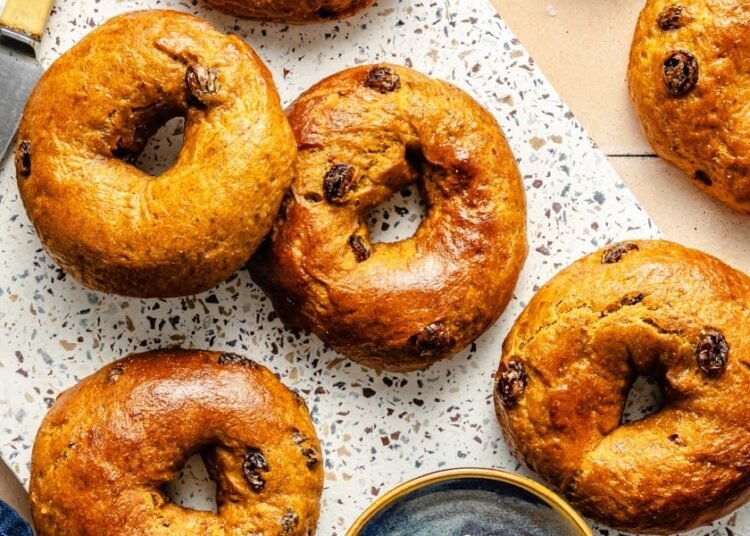 Excessive-Protein Pumpkin Bagels (one bowl, no yeast!)