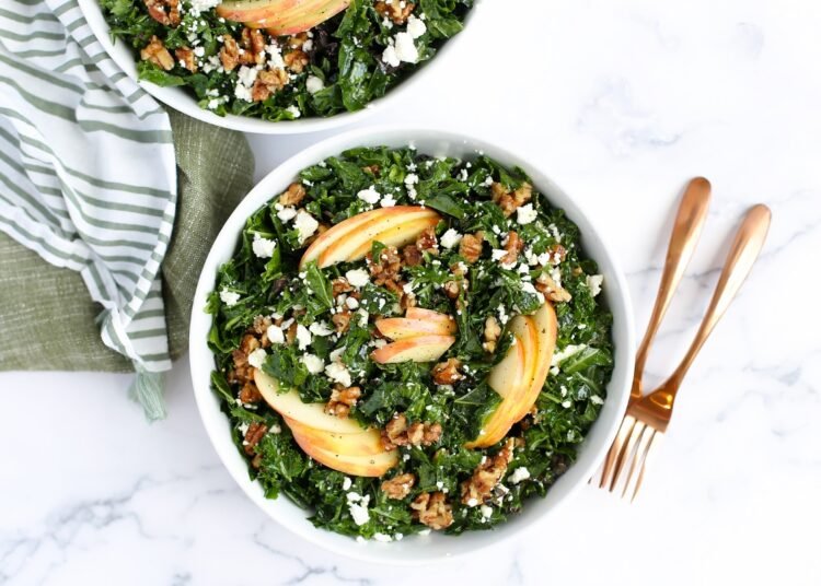 Massaged Kale Salad with Apples, Feta & Pecans