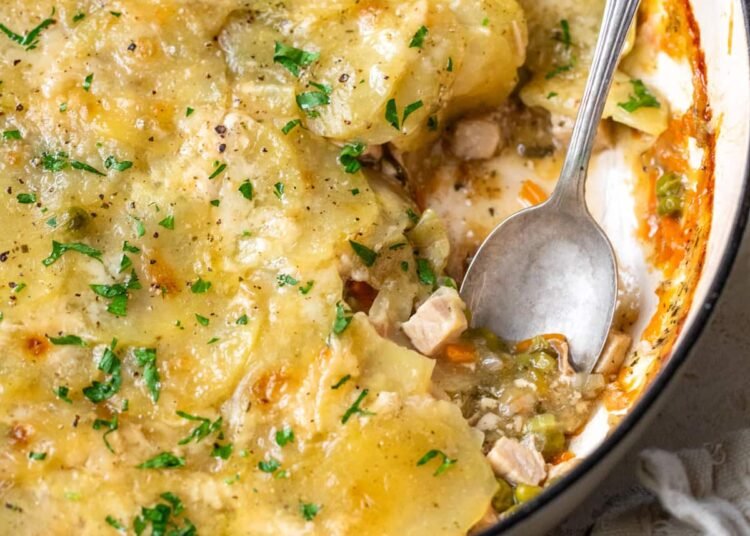 Leftover Turkey Pot Pie Gratin