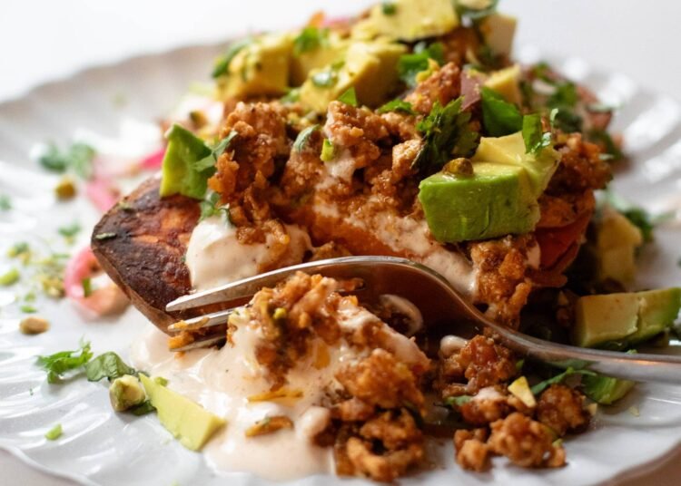 Roasted Candy Potato Stacks with Chipotle Sauce Recipe