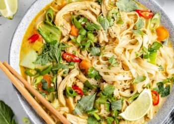 One Pot Curry Rooster Noodle Soup (over 20g of protein!)