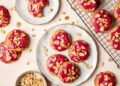 Chewy Almond Oatmeal Cookies with Tart Cherry Icing