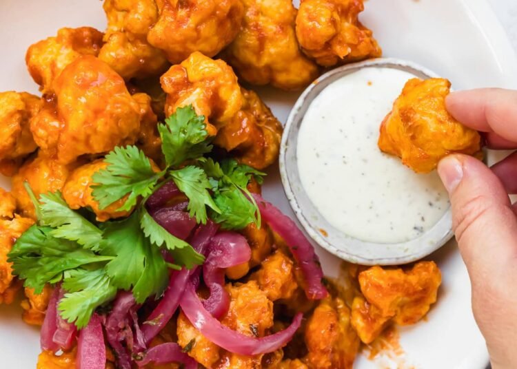 Air Fryer Cauliflower Wings with Honey Sriracha