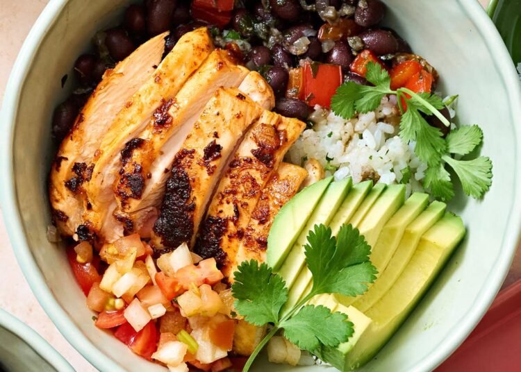 Rooster Taco Bowls (Excessive-Protein, Excessive-Fiber)