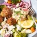 Sheet Pan Mediterranean Meatball Bowls with Roasted Greens