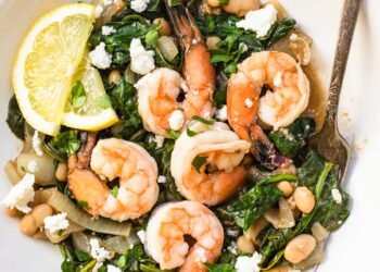 Shrimp and White Beans with Spinach and Feta