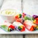 Rainbow Spring Rolls with Avocado Hummus