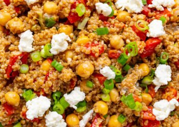 Roasted Purple Pepper and Feta Quinoa Salad