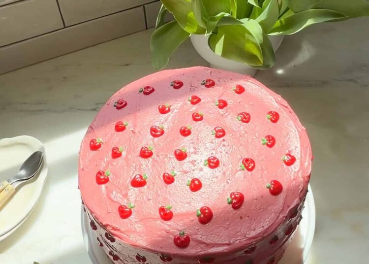 Strawberry Layer Cake Recipe with Cream Cheese Frosting