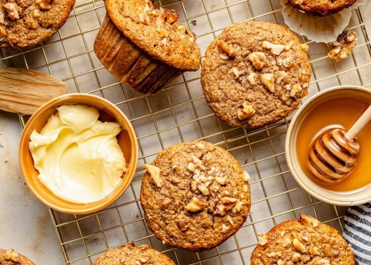 Unbelievable Honey Banana Bran Muffins (over 5g of fiber)