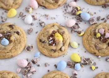 Cadbury Egg Chocolate Chip Cookies