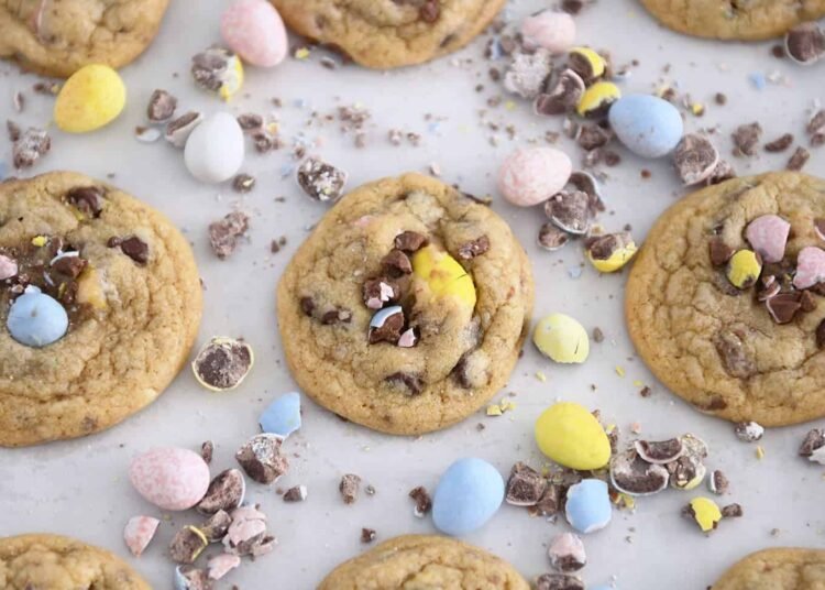 Cadbury Egg Chocolate Chip Cookies