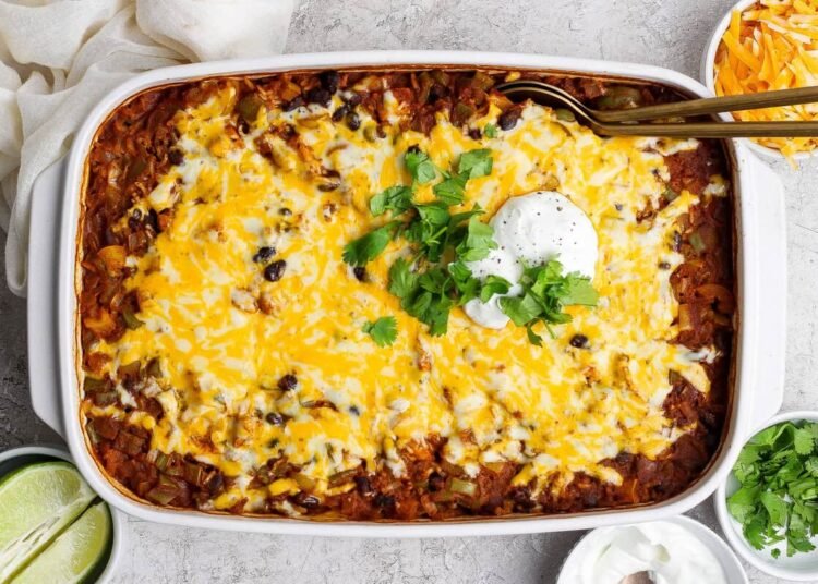 Simple Hen Enchilada Casserole