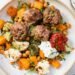 Sheet Pan Meatballs with Chickpeas and Greens