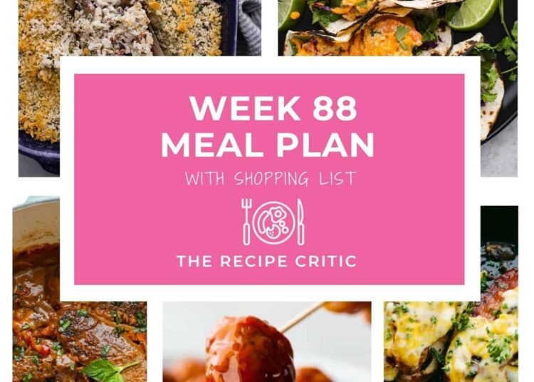 Weekly Meal Plan #88 (5 Simple Dinners + Free Purchasing Record)