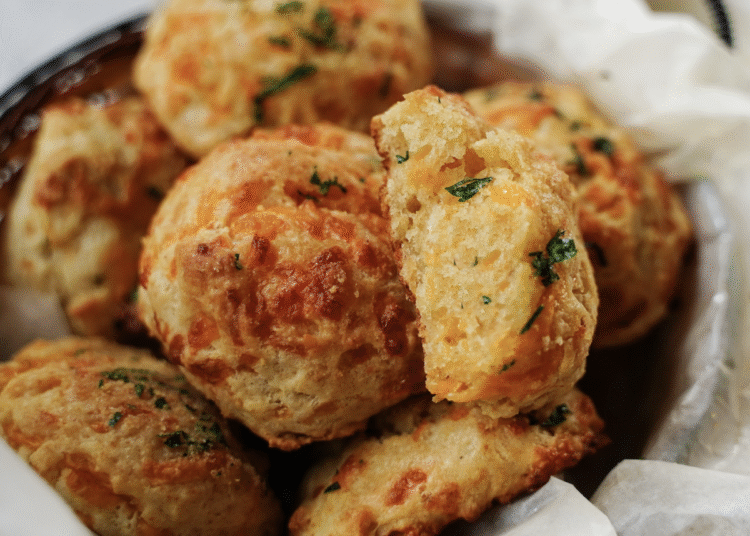 Cheddar Drop Biscuits with Chive Butter
